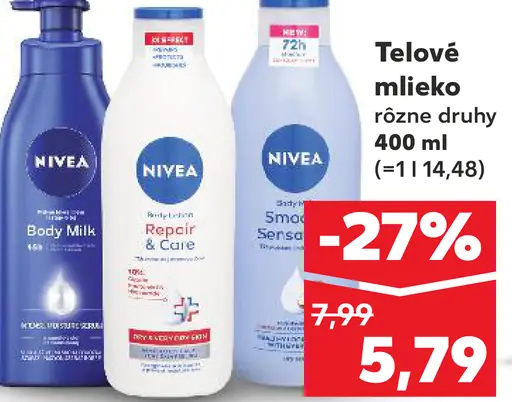 Nivea telové mlieko rôzne druhy