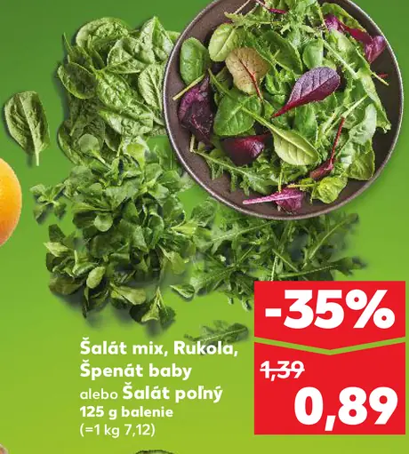 Šalát mix, špenát baby, rukola alebo šalát poľný