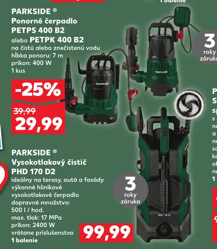 Parkside ponorné čerpadlo PETPS 400 B2 alebo PETPK 400 B2 na čistú alebo znečistenú vodu