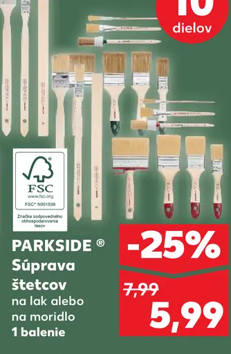 Parkside súprava štetcov na lak alebo moridlo