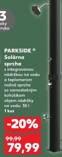 Parkside solárna sprcha so samostatným kohútikom