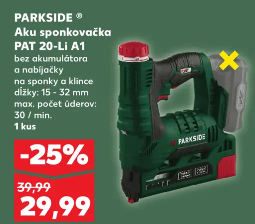 Parkside aku sponkovačka PAT 20-Li A1