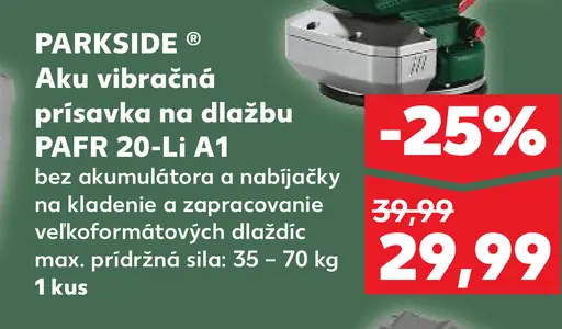 Parkside aku vibračná prísavka na dlažbu PAFR 20-Li A1