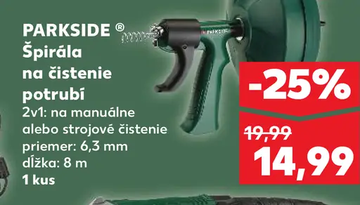 Parkside špirála na čistenie potrubí na manuálne alebo strojové čistenie