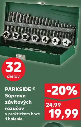 Parkside súprava závitových rezákov v praktickom boxe