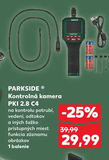 Parkside kontrolná kamera PKI 2.8 C4 na kontrolu potrubí, vedení a odtokov