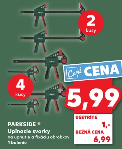 Parkside upínacie svorky na upnutie a fixáciu obrobkov – stredná sada