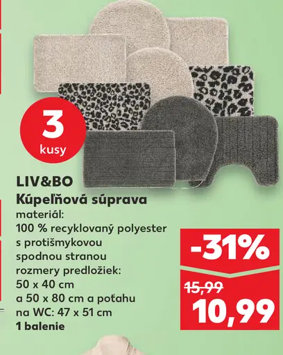 LIV&BÖ kúpeľňová súprava z recyklovaného polyesteru