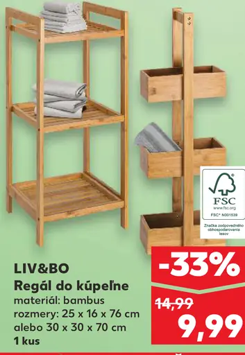 LIV&BÔ regál do kúpeľne bambus