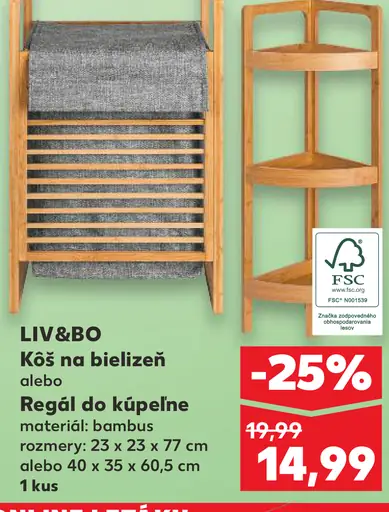LIV&BÔ kôš na bielizeň alebo regál do kúpeľne bambus