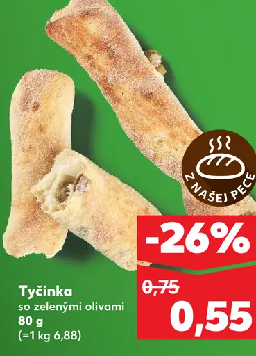 Tyčinka so zelenými olivami