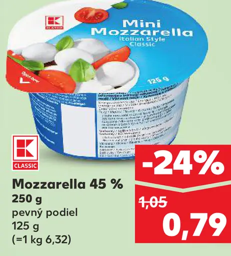 K-Classic Mini Mozzarella 45 %