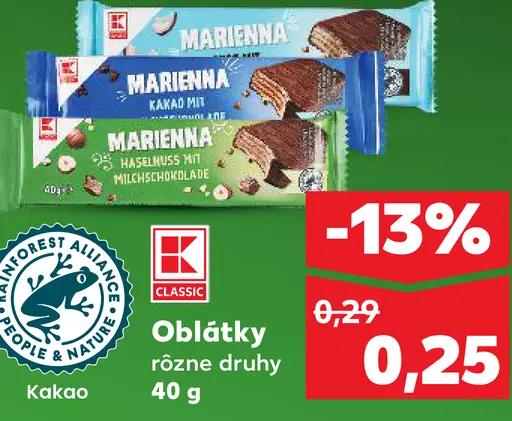 K Classic oblátky rôzne druhy