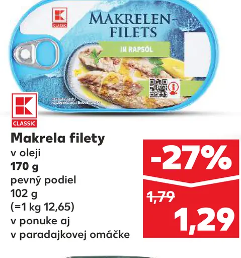 K-Classic Makrela filety v oleji v paradajkovej omáčke