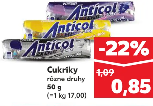 ANTICOL Cukríky rôzne druhy