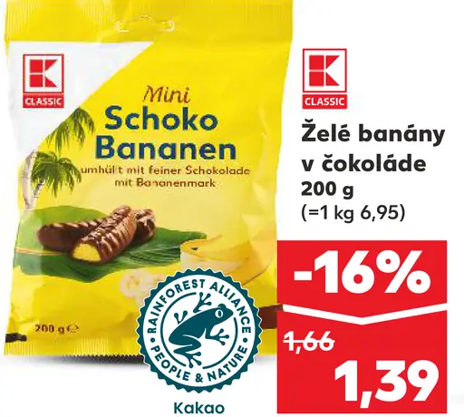 K-Classic Mini Schoko Bananen želé banány v čokoláde