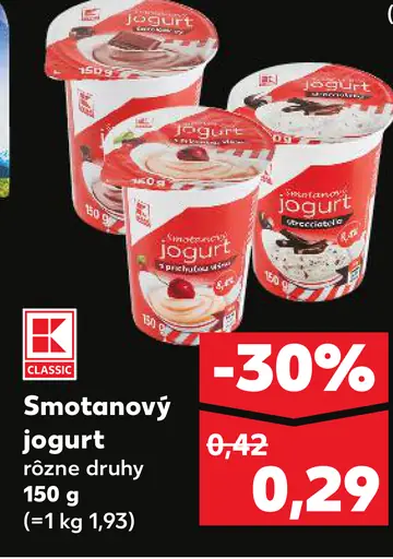 K-Classic Smotanový jogurt rôzne druhy
