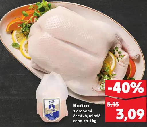 Kačica s drobami čerstvá, mladá