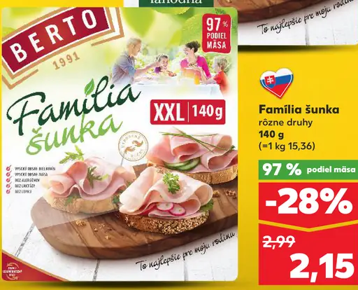 Berto Familia šunka rôzne druhy plátky