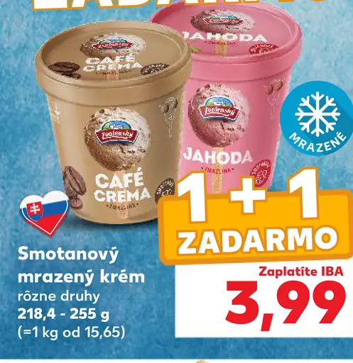 Smotanový mrazený krém rôzne druhy