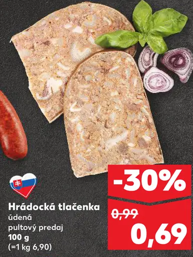 Hrádocká tlačenka údená pultový predaj