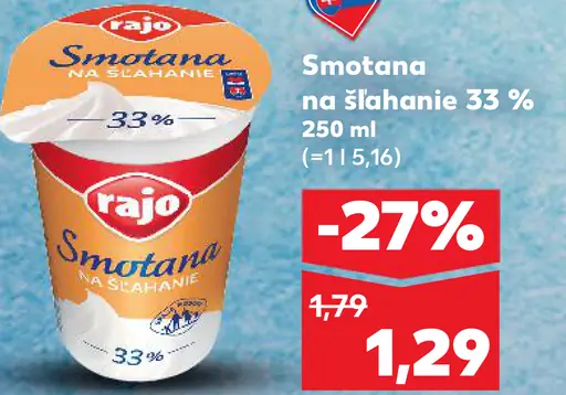Rajo Smotana na šľahanie 33%