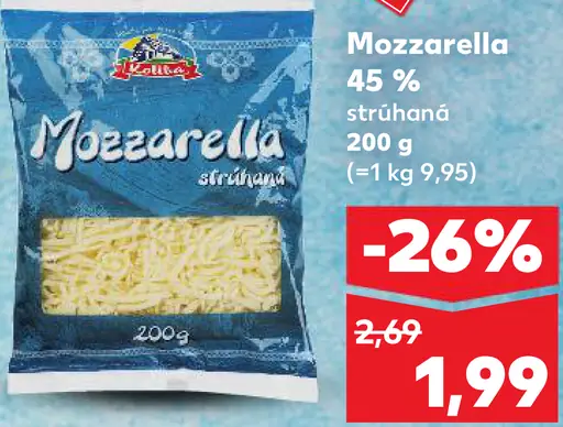 Mozzarella strúhaná 45%