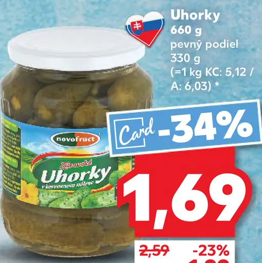 Novofruct uhorky sterilizované
