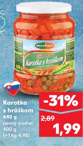 Novofruct karotka s hráškom sterilizovaná zelenina