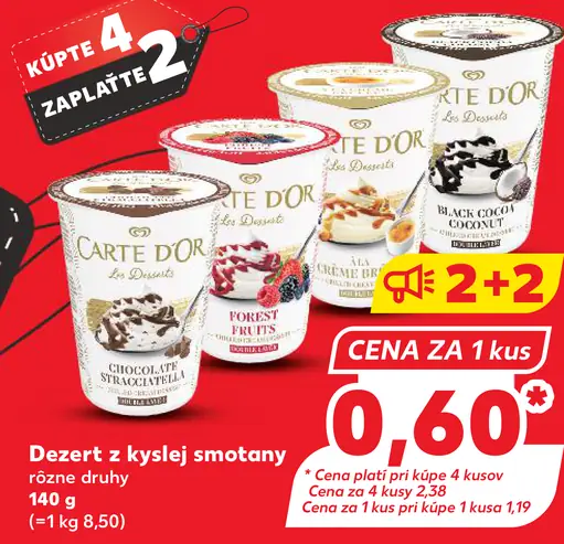 Carte d'Or dezert z kyslej smotany rôzne druhy