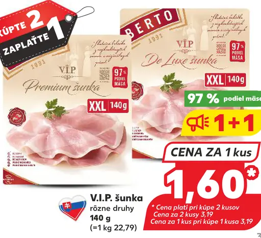 V.I.P. šunka plátky rôzne druhy