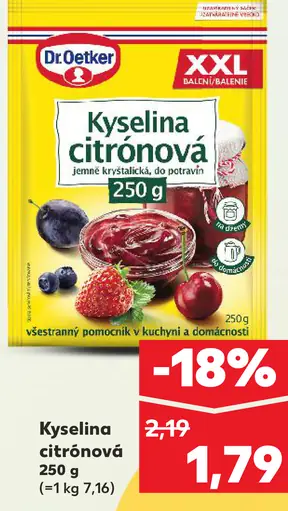 Dr. Oetker Kyselina citrónová jemne kryštalická, do potravín