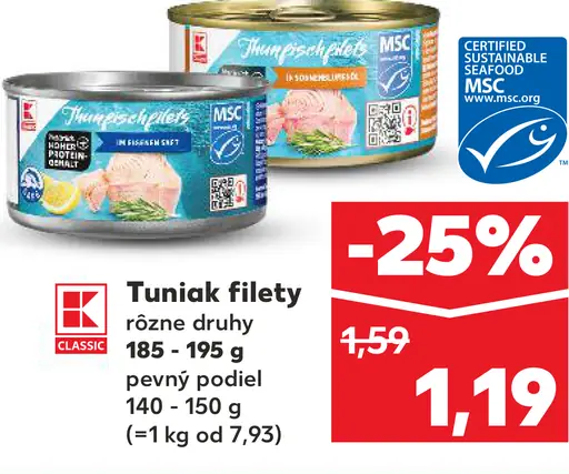 K-Classic tuniakové filety v konzerve