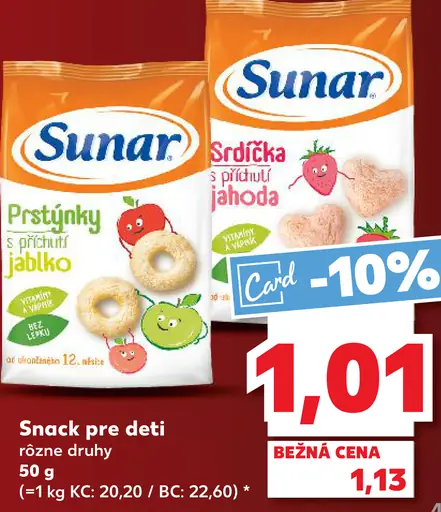Sunar snack pre deti Prstienky s príchuťou jablko