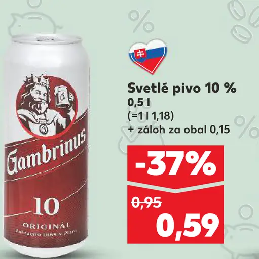 Gambrinus Originál 10 pivo výčapné svetlé plechovka