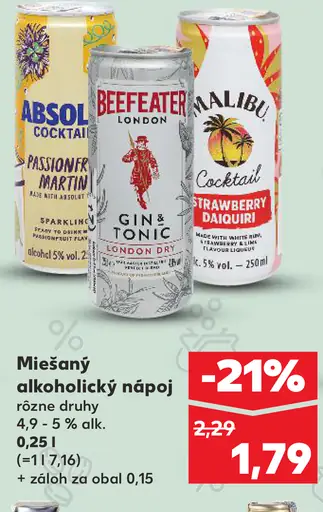 Absolut Cocktails Passionfruit Martini miešaný alkoholický nápoj sýtený