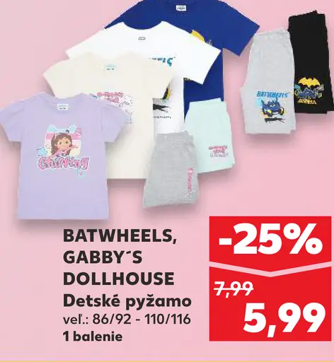 Batwheels, Gabby's Dollhouse detské pyžamo