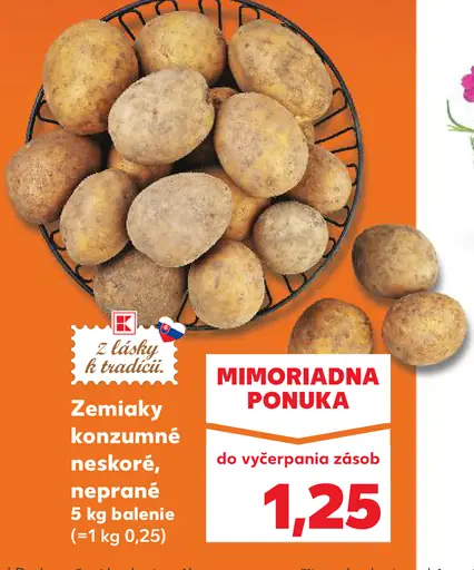 Zemiaky konzumné neskoré neprané