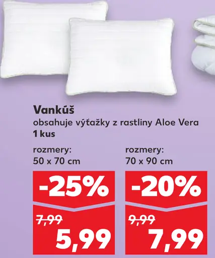 Vankúš s výťažkami z rastliny Aloe Vera