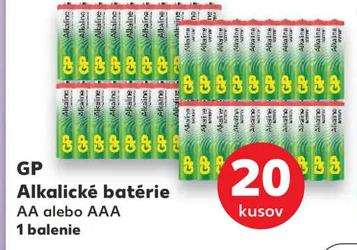 GP Alkálické batérie AA alebo AAA