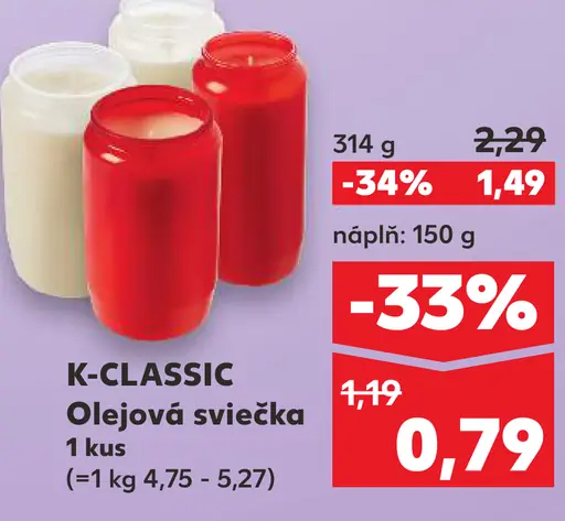 K-CLASSIC Olejová sviečka