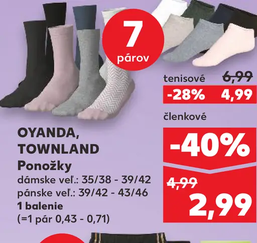 Oyanda, Townland ponožky dámske