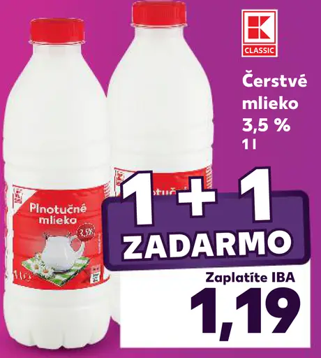 K-Classic Čerstvé mlieko 3,5 %