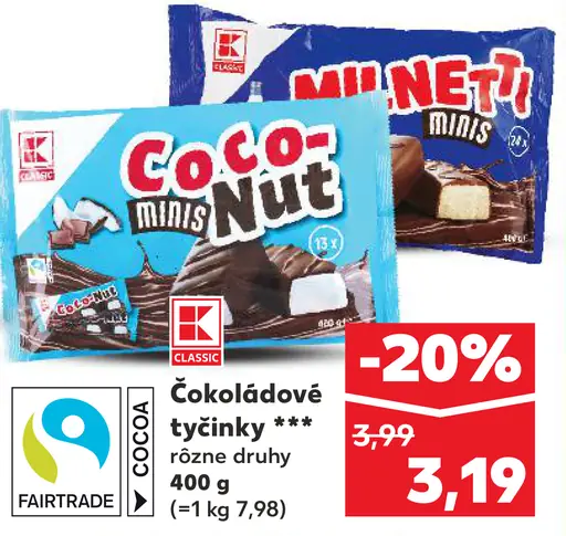 K-Classic Čokoládové tyčinky