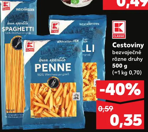 K-Classic Cestoviny bezvaječné rôzne druhy