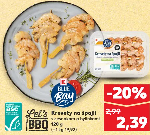 Blue Bay krevety na špajli s cesnakom a bylinkami