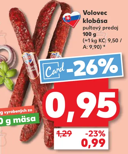 Mäspoma Volovec klobása pultový predaj
