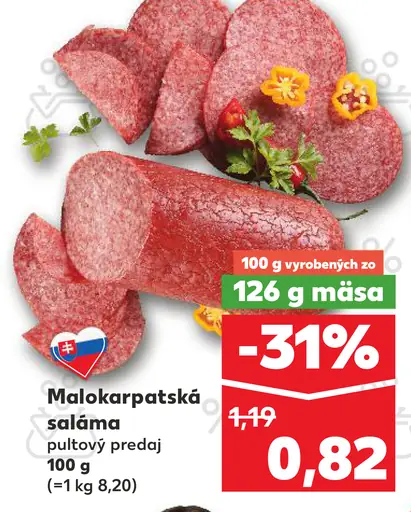 Mäspoma Malokarpatská saláma pultový predaj