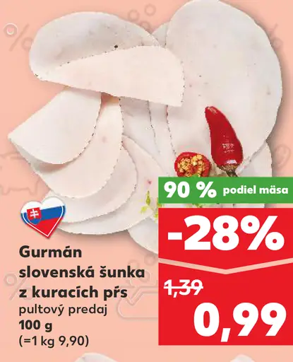 Mäspoma Gurmán slovenská šunka z kuracích pŕs pultový predaj