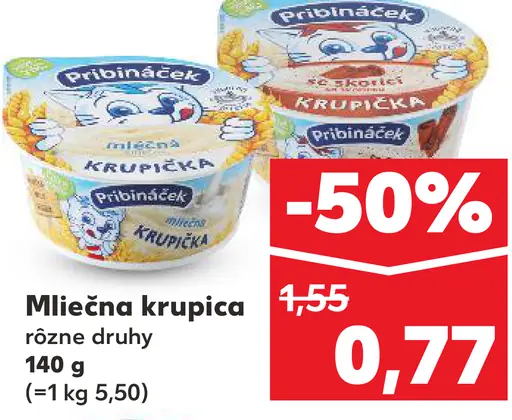 Pribináček Mliečna krupica rôzne druhy